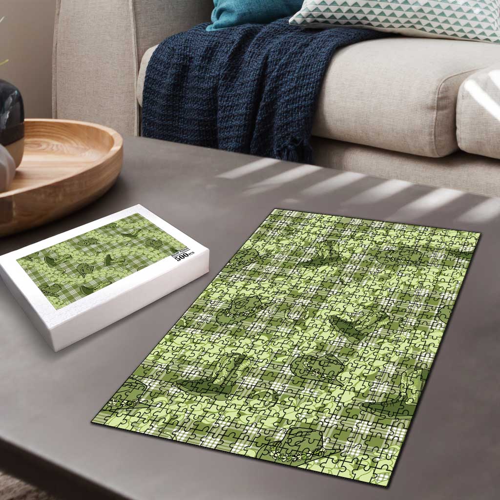 Lime Palaka Hawaii Cowboy Puzzle Puakenikeni Lei Paniolo Papale Seamless Vibes LT14 - Polynesian Pride