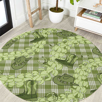 Lime Palaka Hawaii Cowboy Round Carpet Puakenikeni Lei Paniolo Papale Seamless Vibes - Polynesian Pride