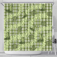 Lime Palaka Hawaii Cowboy Shower Curtain Puakenikeni Lei Paniolo Papale Seamless Vibes - Polynesian Pride