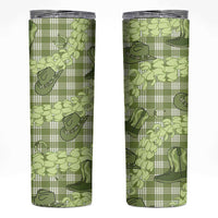 Lime Palaka Hawaii Cowboy Skinny Tumbler Puakenikeni Lei Paniolo Papale Seamless Vibes - Polynesian Pride