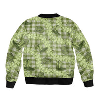 Lime Palaka Hawaii Cowboy Sleeve Zip Bomber Jacket Puakenikeni Lei Paniolo Papale Seamless Vibes - Polynesian Pride