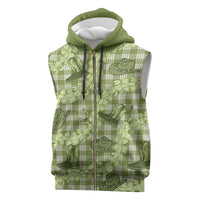 Lime Palaka Hawaii Cowboy Sleeveless Zip Hoodie Puakenikeni Lei Paniolo Papale Seamless Vibes - Polynesian Pride