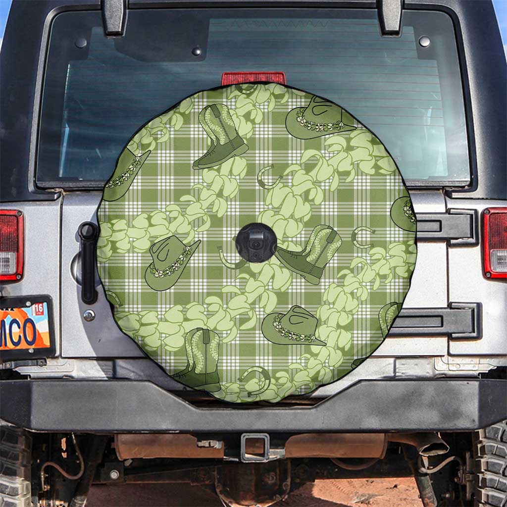 Lime Palaka Hawaii Cowboy Spare Tire Cover Puakenikeni Lei Paniolo Papale Seamless Vibes - Polynesian Pride