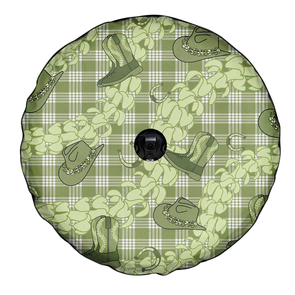 Lime Palaka Hawaii Cowboy Spare Tire Cover Puakenikeni Lei Paniolo Papale Seamless Vibes - Polynesian Pride