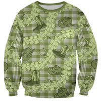 Lime Palaka Hawaii Cowboy Sweatshirt Puakenikeni Lei Paniolo Papale Seamless Vibes - Polynesian Pride