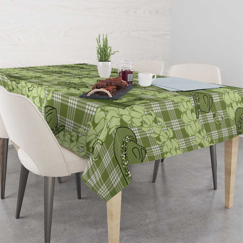 Lime Palaka Hawaii Cowboy Tablecloth Puakenikeni Lei Paniolo Papale Seamless Vibes - Polynesian Pride