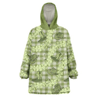 Lime Palaka Hawaii Cowboy Wearable Blanket Hoodie Puakenikeni Lei Paniolo Papale Seamless Vibes - Polynesian Pride
