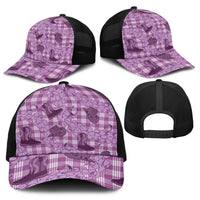 Purple Palaka Hawaii Cowboy Baseball Net Cap Puakenikeni Lei Paniolo Papale Seamless Vibes - Polynesian Pride