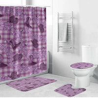 Purple Palaka Hawaii Cowboy Bathroom Set Puakenikeni Lei Paniolo Papale Seamless Vibes - Polynesian Pride