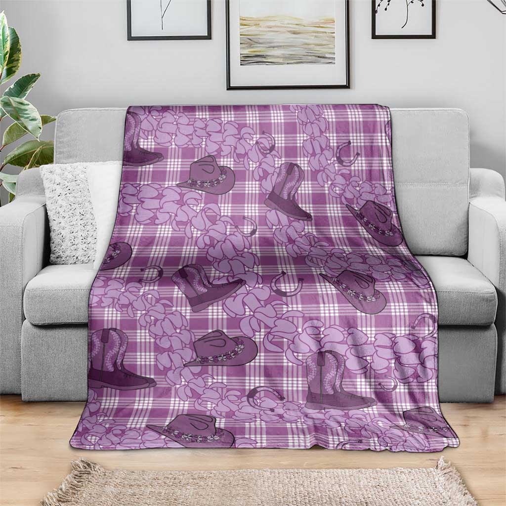 Purple Palaka Hawaii Cowboy Blanket Puakenikeni Lei Paniolo Papale Seamless Vibes - Polynesian Pride