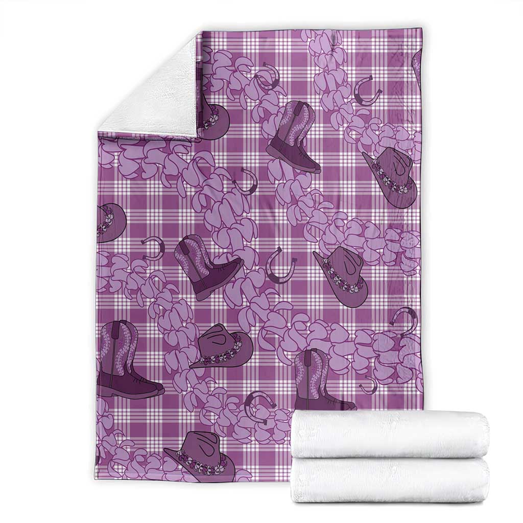 Purple Palaka Hawaii Cowboy Blanket Puakenikeni Lei Paniolo Papale Seamless Vibes - Polynesian Pride