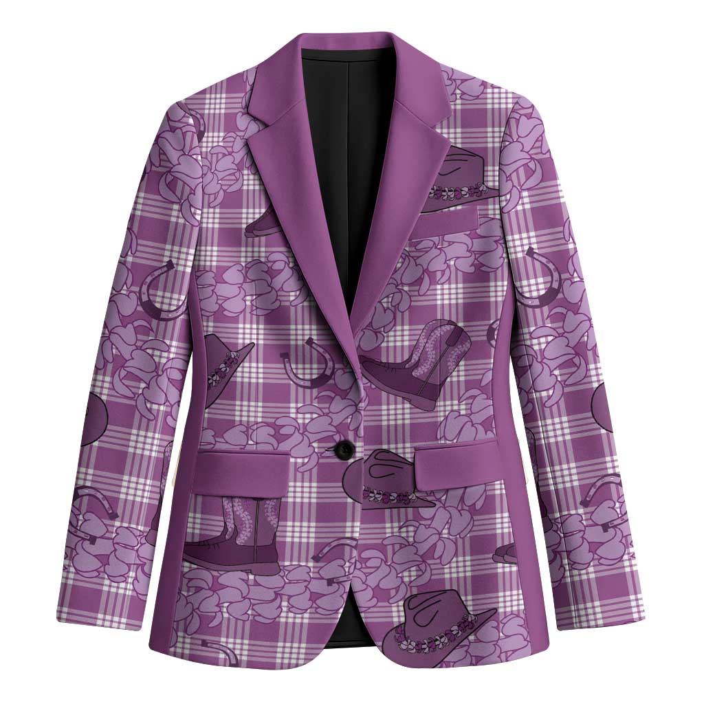 Purple Palaka Hawaii Cowboy Blazer Puakenikeni Lei Paniolo Papale Seamless Vibes LT14 Unisex Purple - Polynesian Pride