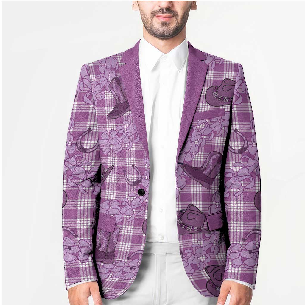 Purple Palaka Hawaii Cowboy Blazer Puakenikeni Lei Paniolo Papale Seamless Vibes LT14 - Polynesian Pride