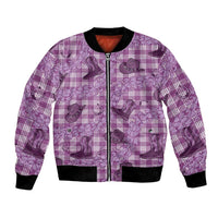 Purple Palaka Hawaii Cowboy Bomber Jacket Puakenikeni Lei Paniolo Papale Seamless Vibes - Polynesian Pride