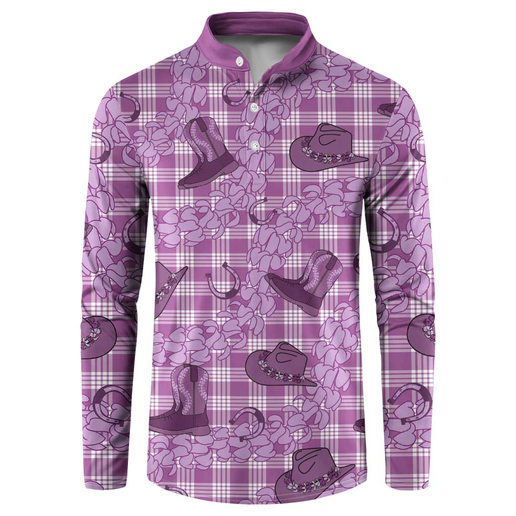 Purple Palaka Hawaii Cowboy Button Sweatshirt Puakenikeni Lei Paniolo Papale Seamless Vibes LT14 Purple - Polynesian Pride