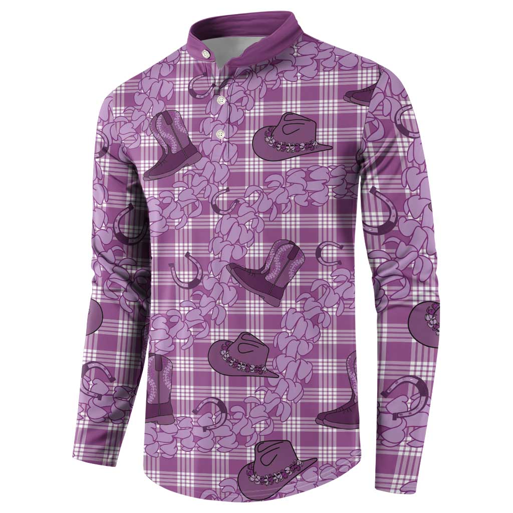 Purple Palaka Hawaii Cowboy Button Sweatshirt Puakenikeni Lei Paniolo Papale Seamless Vibes LT14 - Polynesian Pride