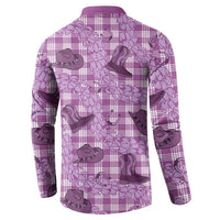 Purple Palaka Hawaii Cowboy Button Sweatshirt Puakenikeni Lei Paniolo Papale Seamless Vibes LT14 - Polynesian Pride