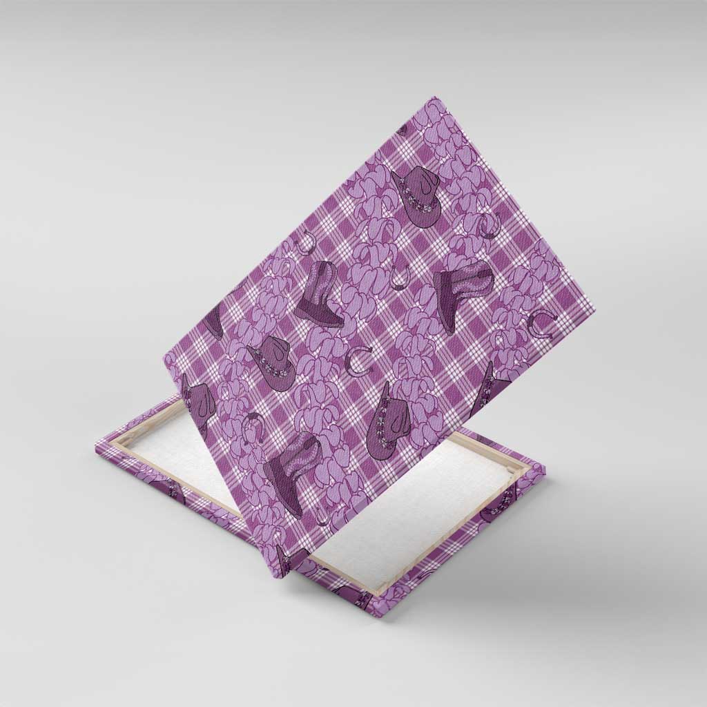 Purple Palaka Hawaii Cowboy Canvas Wall Art Puakenikeni Lei Paniolo Papale Seamless Vibes - Polynesian Pride