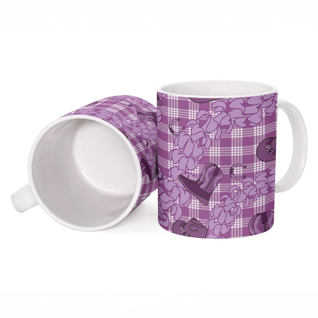 Purple Palaka Hawaii Cowboy Ceramic Mug Puakenikeni Lei Paniolo Papale Seamless Vibes LT14 - Polynesian Pride