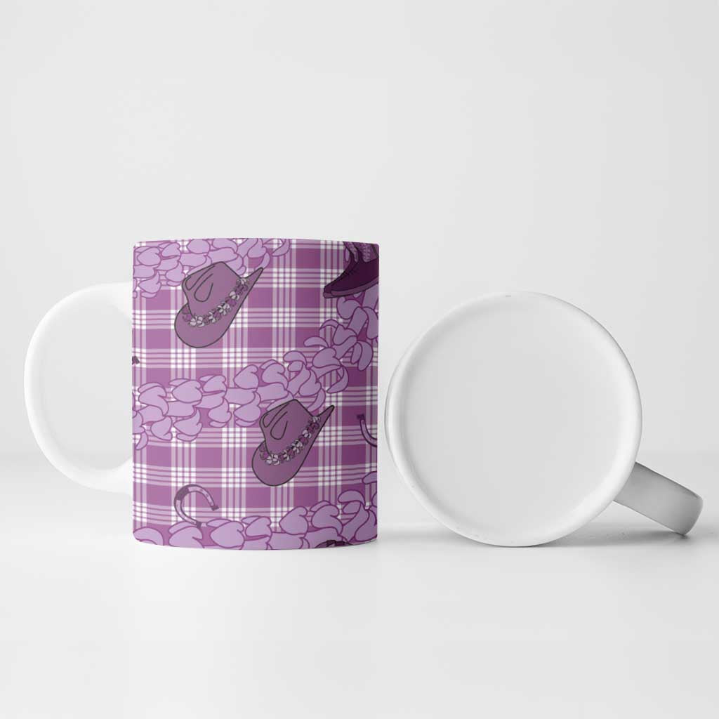 Purple Palaka Hawaii Cowboy Ceramic Mug Puakenikeni Lei Paniolo Papale Seamless Vibes LT14 - Polynesian Pride