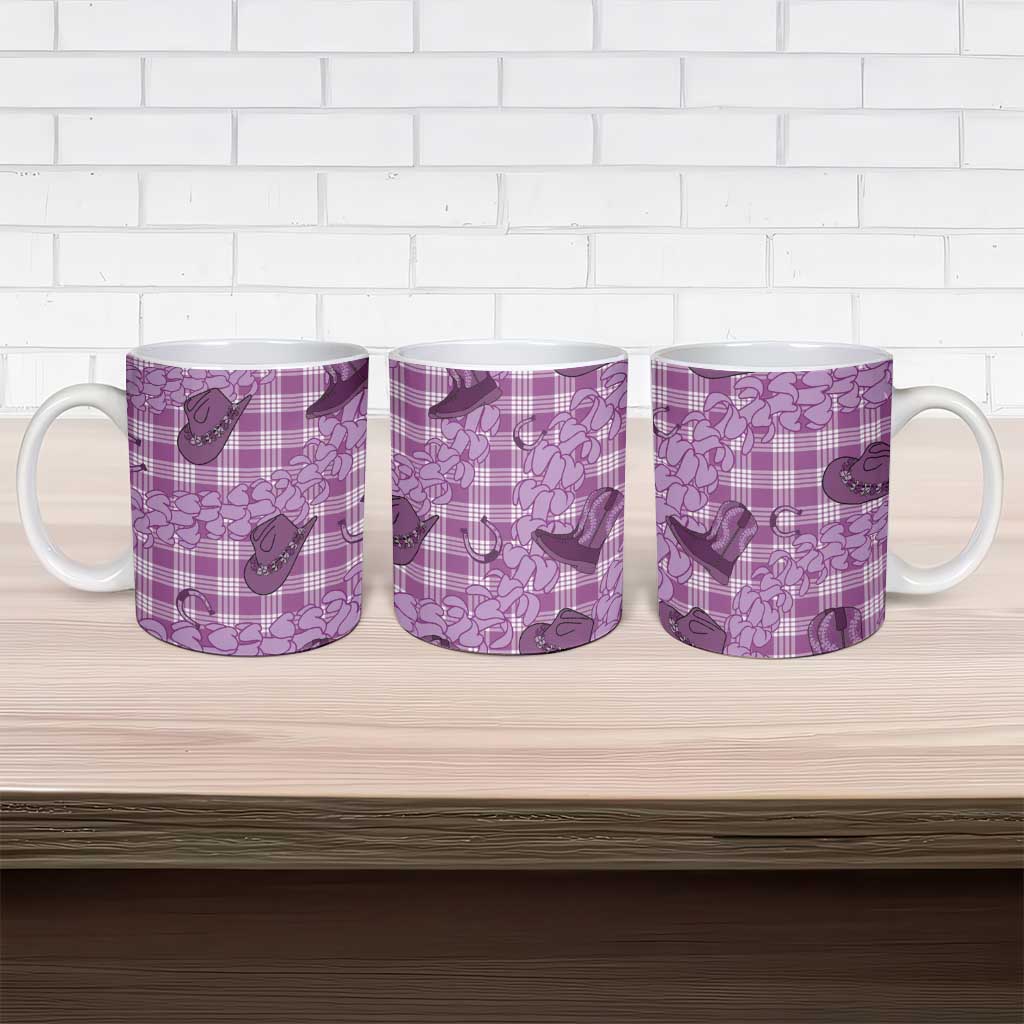 Purple Palaka Hawaii Cowboy Ceramic Mug Puakenikeni Lei Paniolo Papale Seamless Vibes LT14 - Polynesian Pride