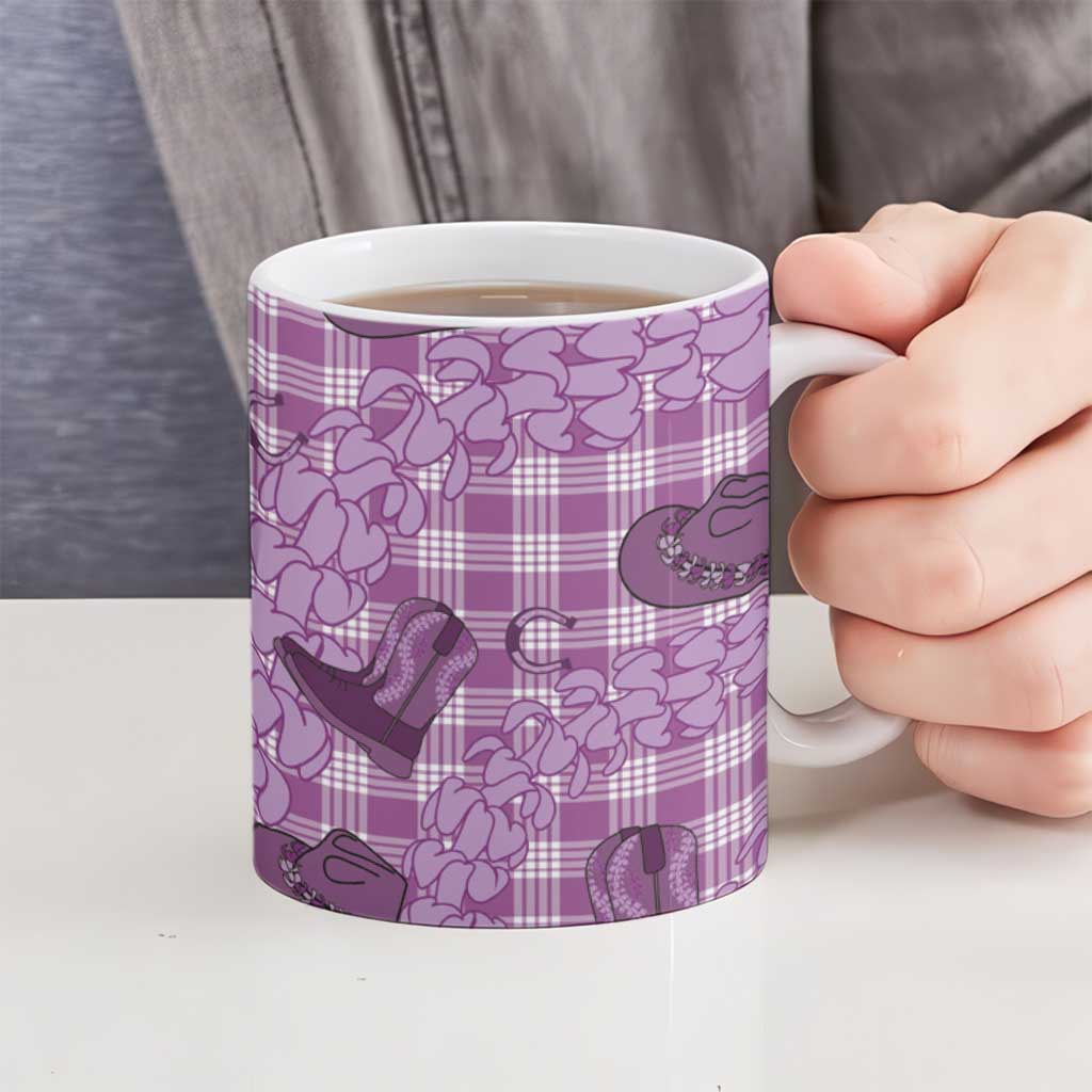 Purple Palaka Hawaii Cowboy Ceramic Mug Puakenikeni Lei Paniolo Papale Seamless Vibes LT14 - Polynesian Pride