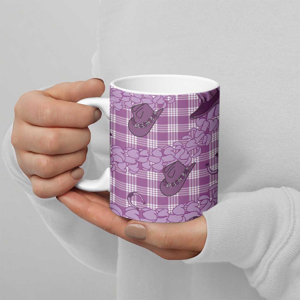 Purple Palaka Hawaii Cowboy Ceramic Mug Puakenikeni Lei Paniolo Papale Seamless Vibes LT14 - Polynesian Pride