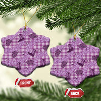 Purple Palaka Hawaii Cowboy Ceramic Ornament Puakenikeni Lei Paniolo Papale Seamless Vibes - Polynesian Pride