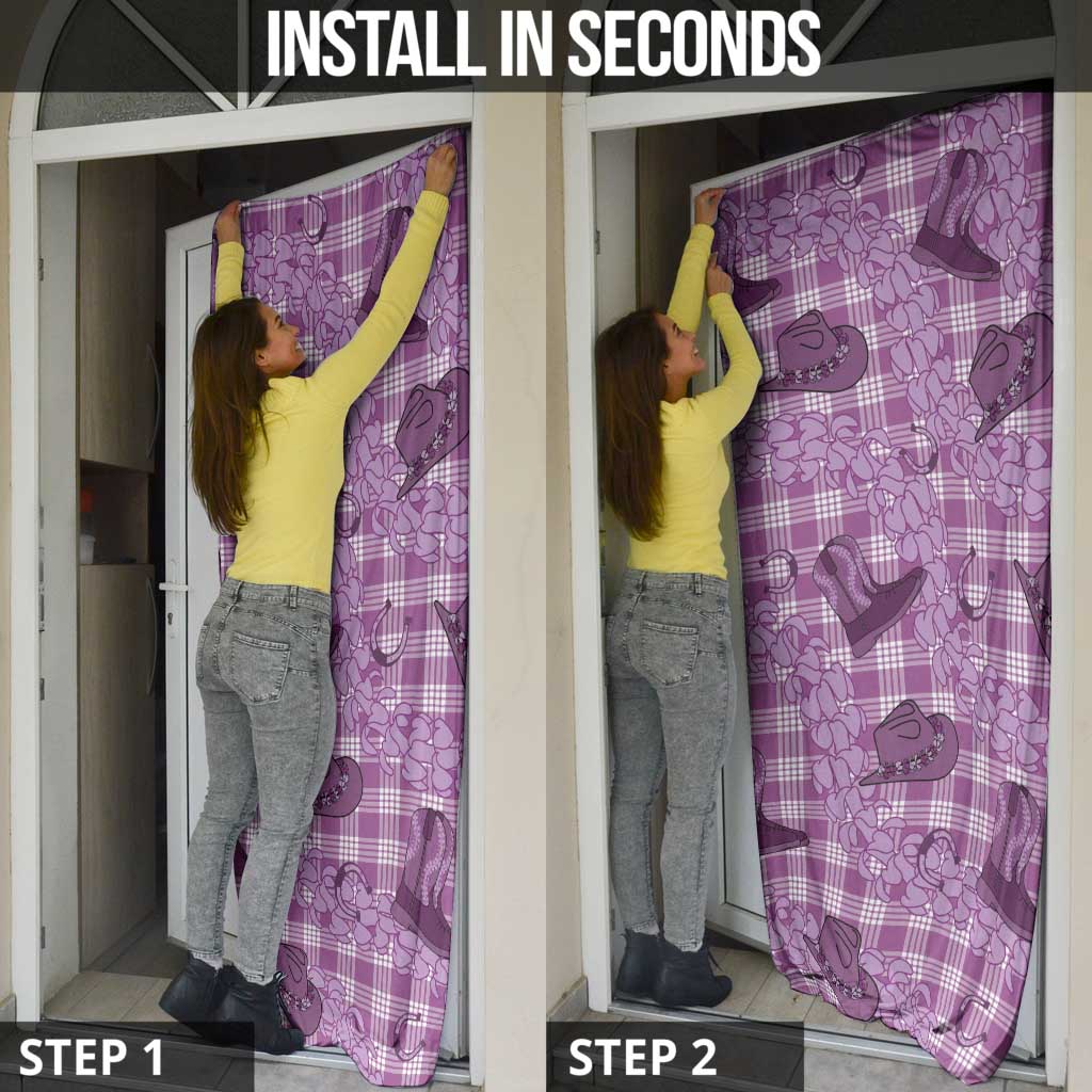 Purple Palaka Hawaii Cowboy Door Cover Puakenikeni Lei Paniolo Papale Seamless Vibes - Polynesian Pride