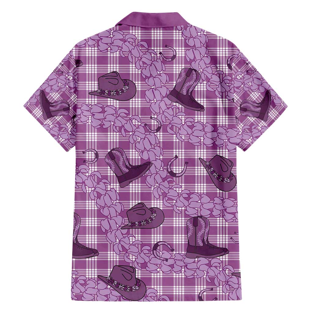Purple Palaka Hawaii Cowboy Family Matching Long Sleeve Bodycon Dress and Hawaiian Shirt Puakenikeni Lei Paniolo Papale Seamless Vibes - Polynesian Pride