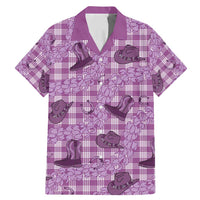 Purple Palaka Hawaii Cowboy Family Matching Mermaid Dress and Hawaiian Shirt Puakenikeni Lei Paniolo Papale Seamless Vibes - Polynesian Pride