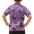 Purple Palaka Hawaii Cowboy Family Matching Short Sleeve Bodycon Dress and Hawaiian Shirt Puakenikeni Lei Paniolo Papale Seamless Vibes - Polynesian Pride