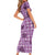 Purple Palaka Hawaii Cowboy Family Matching Short Sleeve Bodycon Dress and Hawaiian Shirt Puakenikeni Lei Paniolo Papale Seamless Vibes - Polynesian Pride