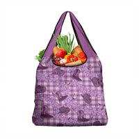 Purple Palaka Hawaii Cowboy Grocery Bag Puakenikeni Lei Paniolo Papale Seamless Vibes - Polynesian Pride