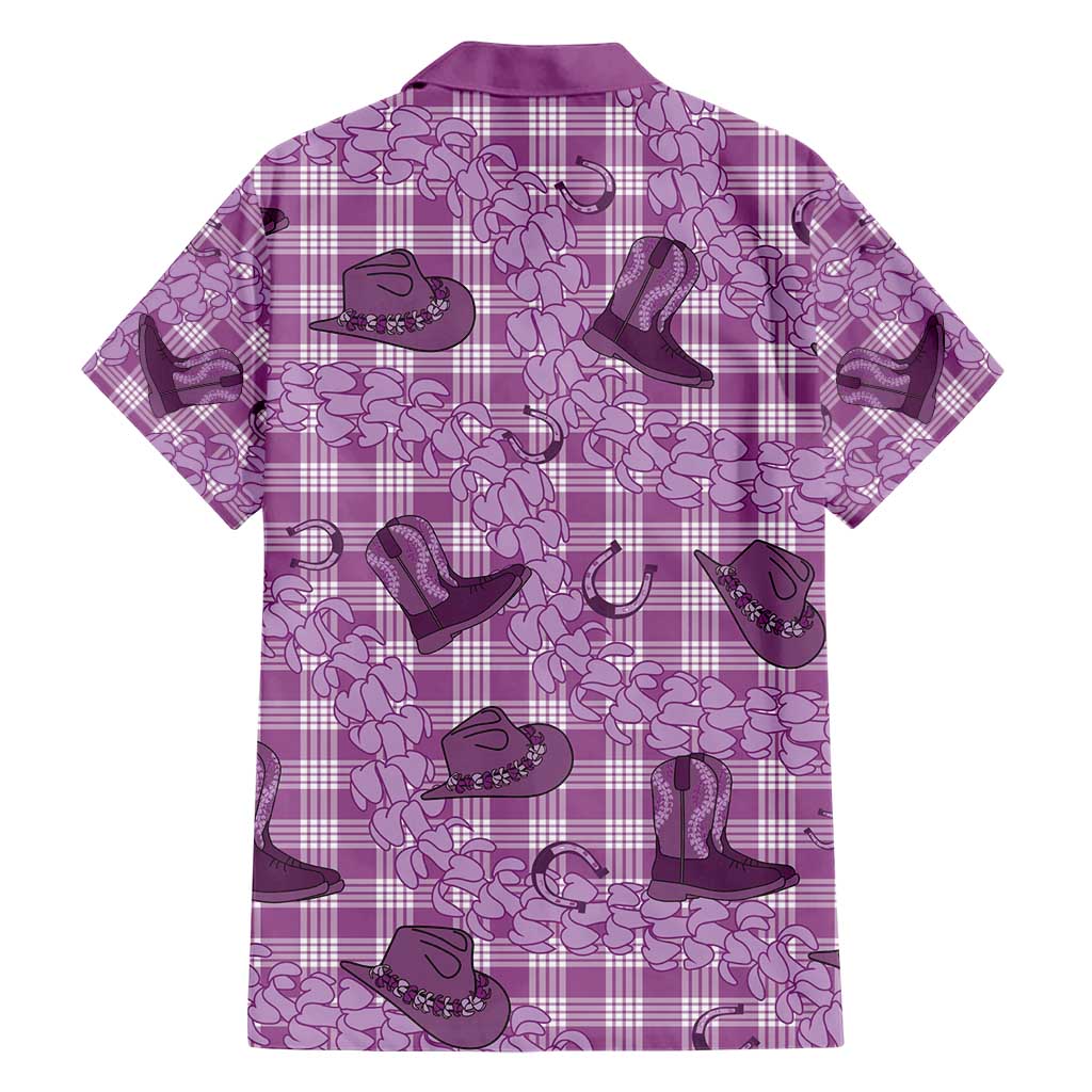 Purple Palaka Hawaii Cowboy Hawaiian Shirt Puakenikeni Lei Paniolo Papale Seamless Vibes - Polynesian Pride