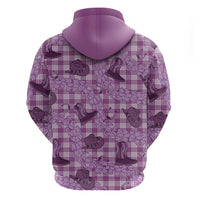 Purple Palaka Hawaii Cowboy Hoodie Puakenikeni Lei Paniolo Papale Seamless Vibes - Polynesian Pride