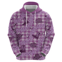 Purple Palaka Hawaii Cowboy Hoodie Puakenikeni Lei Paniolo Papale Seamless Vibes - Polynesian Pride