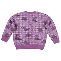 Purple Palaka Hawaii Cowboy Kid Ugly Christmas Sweater Puakenikeni Lei Paniolo Papale Seamless Vibes - Polynesian Pride