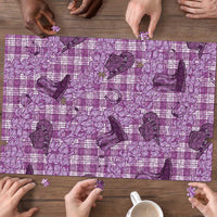 Purple Palaka Hawaii Cowboy Puzzle Puakenikeni Lei Paniolo Papale Seamless Vibes LT14 - Polynesian Pride