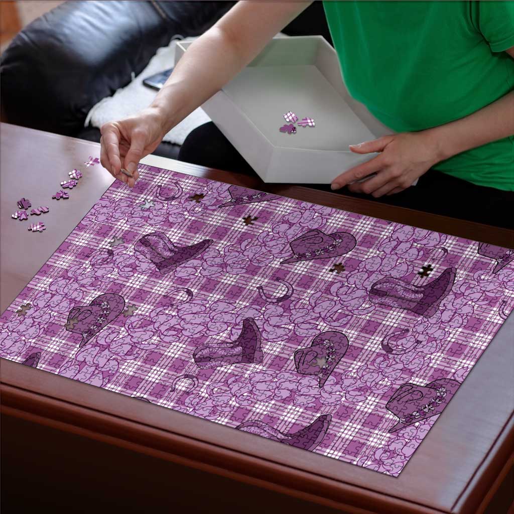 Purple Palaka Hawaii Cowboy Puzzle Puakenikeni Lei Paniolo Papale Seamless Vibes LT14 - Polynesian Pride