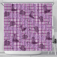 Purple Palaka Hawaii Cowboy Shower Curtain Puakenikeni Lei Paniolo Papale Seamless Vibes - Polynesian Pride