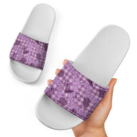 Purple Palaka Hawaii Cowboy Slide Sandals Puakenikeni Lei Paniolo Papale Seamless Vibes - Polynesian Pride