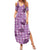 Purple Palaka Hawaii Cowboy Summer Maxi Dress Puakenikeni Lei Paniolo Papale Seamless Vibes - Polynesian Pride