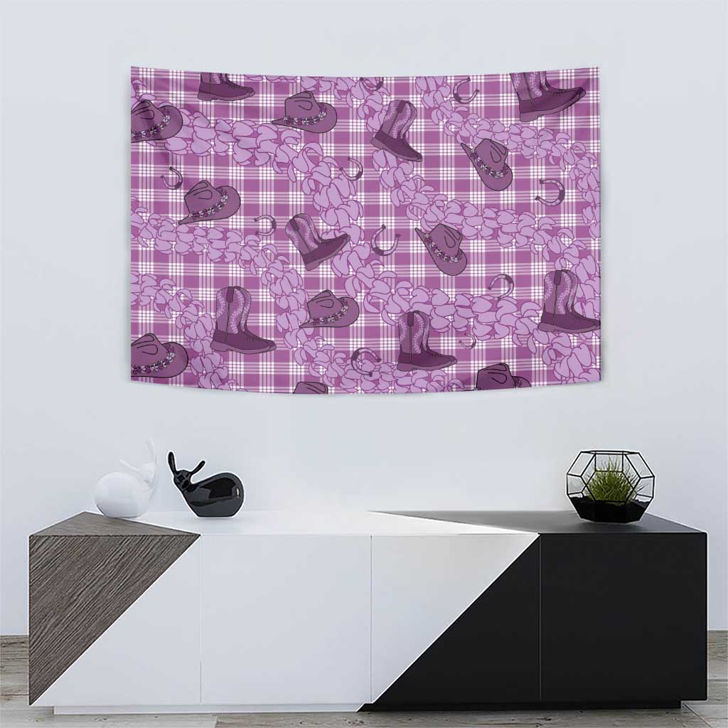 Purple Palaka Hawaii Cowboy Tapestry Puakenikeni Lei Paniolo Papale Seamless Vibes - Polynesian Pride