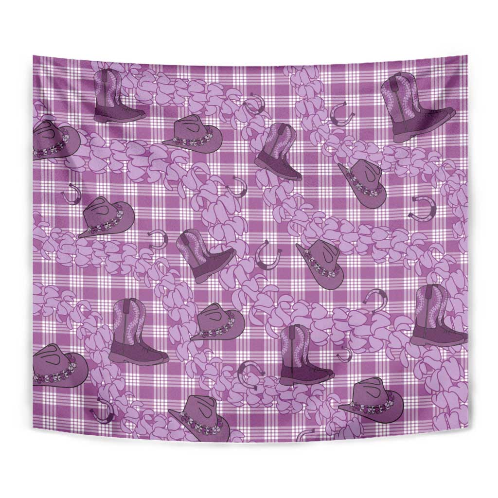 Purple Palaka Hawaii Cowboy Tapestry Puakenikeni Lei Paniolo Papale Seamless Vibes - Polynesian Pride