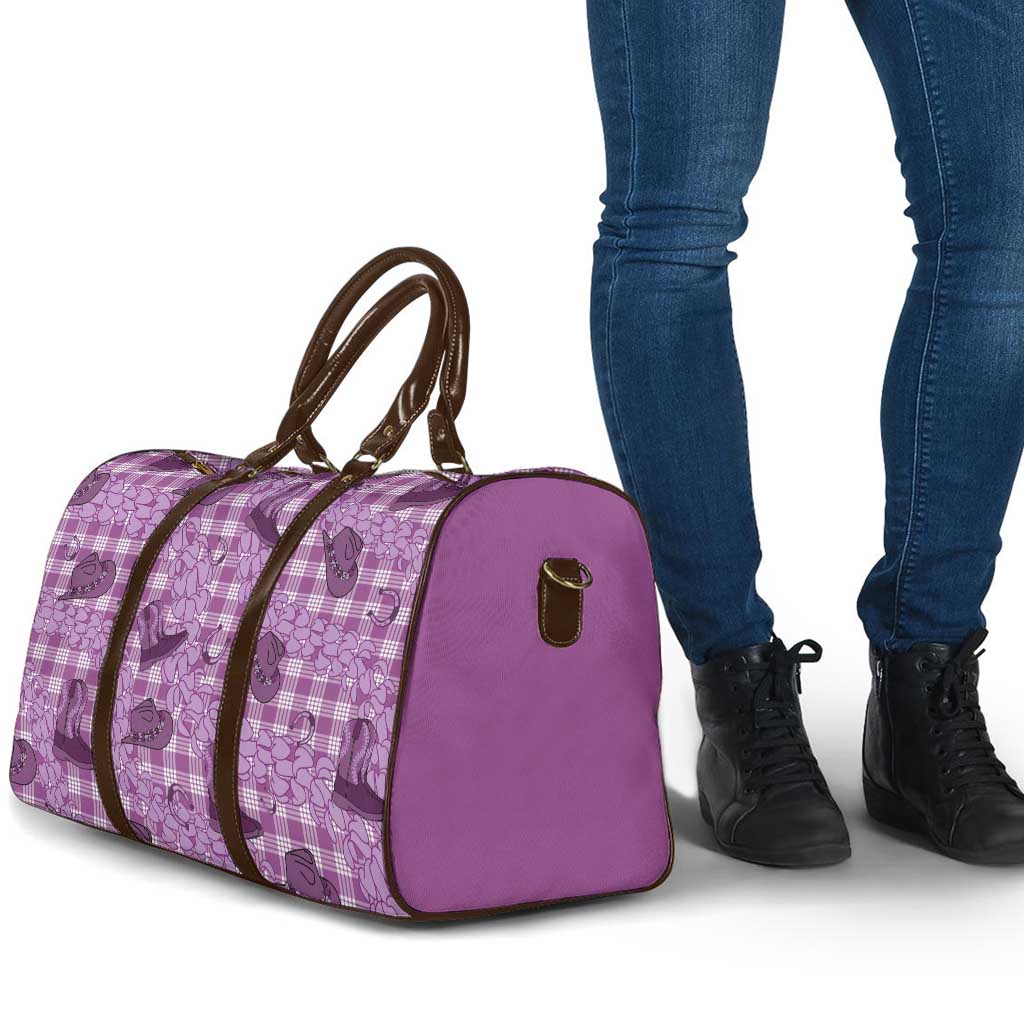 Purple Palaka Hawaii Cowboy Travel Bag Puakenikeni Lei Paniolo Papale Seamless Vibes - Polynesian Pride