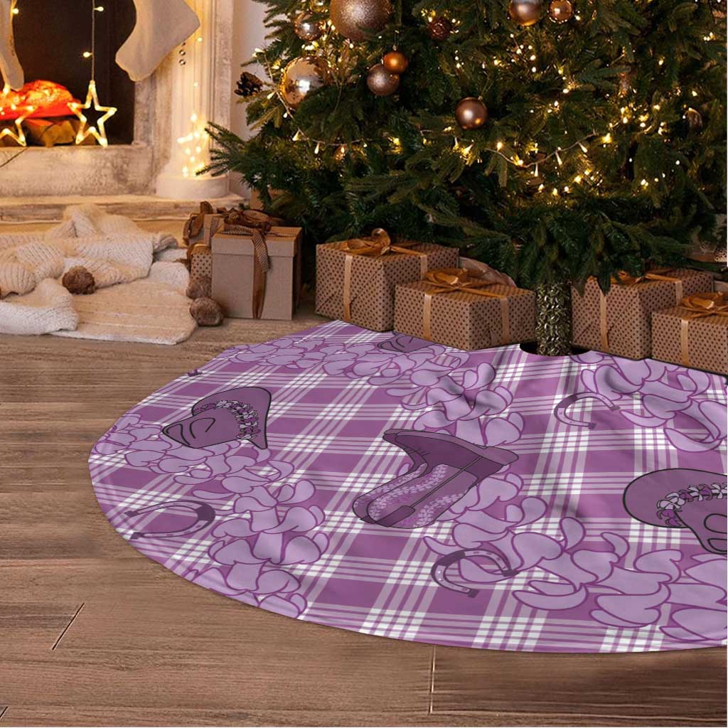 Purple Palaka Hawaii Cowboy Tree Skirt Puakenikeni Lei Paniolo Papale Seamless Vibes - Polynesian Pride