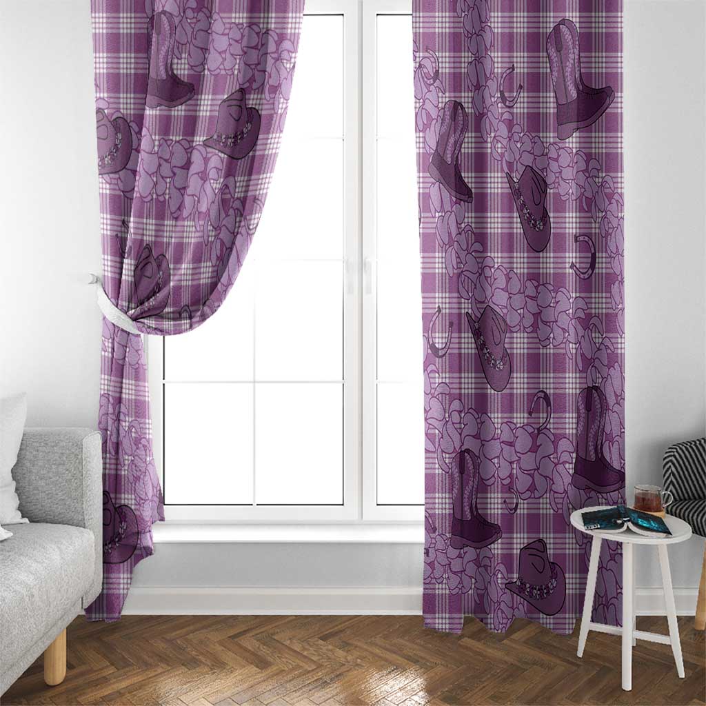 Purple Palaka Hawaii Cowboy Window Curtain Puakenikeni Lei Paniolo Papale Seamless Vibes - Polynesian Pride