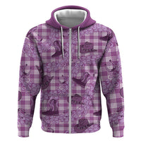 Purple Palaka Hawaii Cowboy Zip Hoodie Puakenikeni Lei Paniolo Papale Seamless Vibes - Polynesian Pride