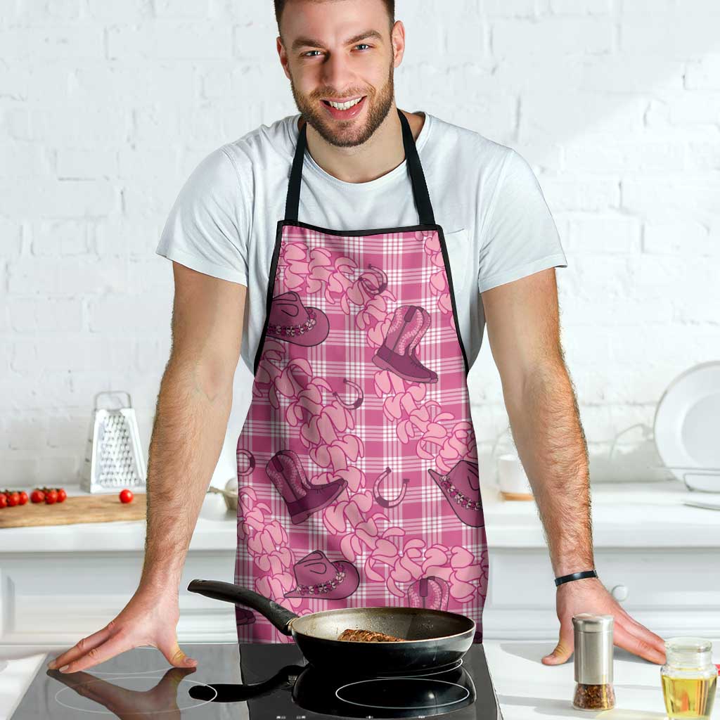 Pink Palaka Hawaii Cowboy Apron Puakenikeni Lei Paniolo Papale Seamless Vibes - Polynesian Pride